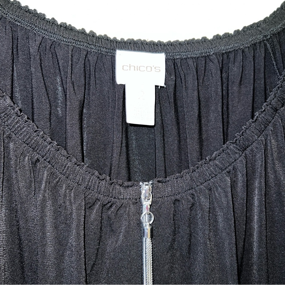 Chico's Black Ruched Relaxed Blouse - Picture 2 of 9